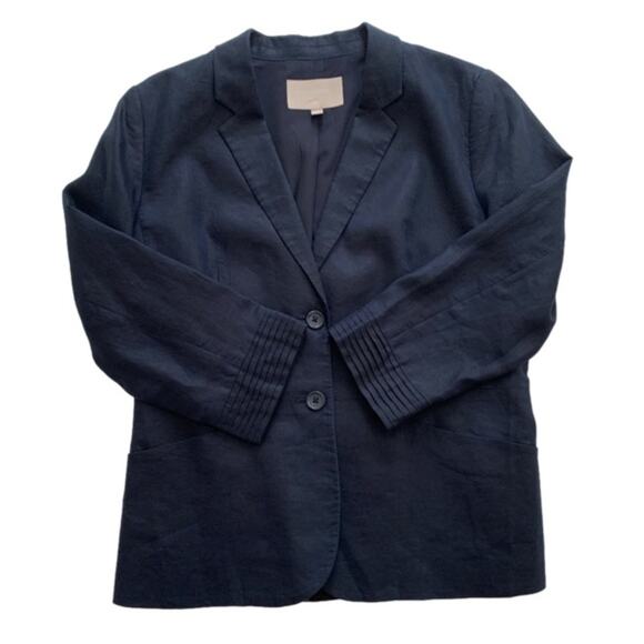Banana Republic Factory Blazer Jacket Navy Blue Linen Lightweight Career Size 10 - Picture 9 of 12
